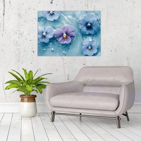 Obraz na szkle - Fiołki w wodzie (70x50 cm)