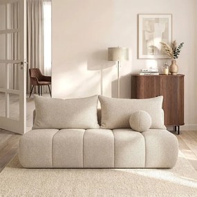 Sofa z Funkcją Spania SARIA Kremowa Szenil Nowoczesna