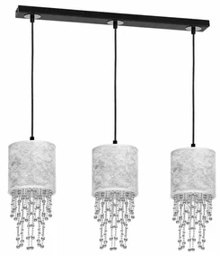 Lampa wisząca, srebrna, czarna z kryształami, 3 klosze ALMERIA SILVER/BLACK 3xE27