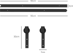 HOMCOM Zestaw do drzwi przesuwnych, ciche i płynne przesuwanie, do ścian drewnianych i betonowych, 183cm, stal, czarny