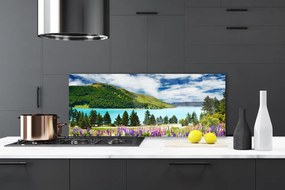 Dekor Szklany do Kuchni Panorama Alpejskiego Jeziora
