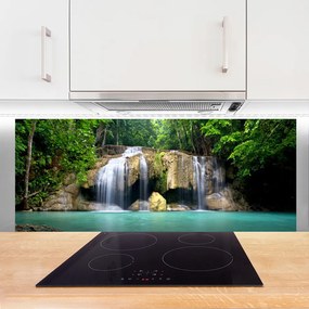 Szkło do Kuchni na Ścianę Wodospad W Cieniu Drzew