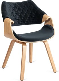 Krzesło Tapicerowane z Drewna Giętego do Salonu LUISE Czarne Welurowe Nowoczesne Loft