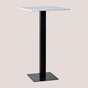 Kwadratowy Wysoki Stolik Barowy 60x60 Cm Z Marmuru Livanto Czarny & Biały Marmur Guangxi - Sklum