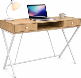 Skandynawskie biurko dąb artisan + biały 120 cm L8-M10