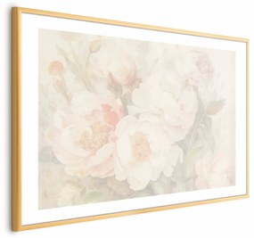 Plakat Piwonie we mgle 42x29,7 cm z ramą złotą z marginesem ARTGEIST B