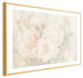 Plakat Piwonie we mgle 90x60 cm z ramą złotą z marginesem ARTGEIST B