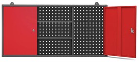 Szafka garażowa wisząca BEN, 1200 x 600 x 200 mm, antracytowo-czerwona   