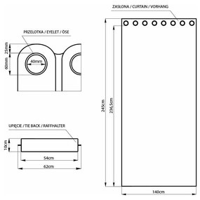 Czarna zasłona zaciemniająca 140x245 cm Eyelets – Restilo