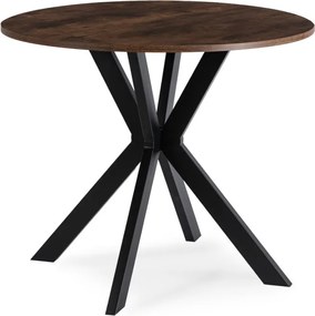 Stół Okrągły LAUREN 90 cm Dąb Rustykalny/Czarny Loft Nowoczesny