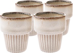 Zestaw 4 kubków ceramicznych Rustik 100 ml, beżowy