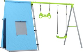 AIYAPLAY Zestaw 3-w-1: Huśtawka, Namiot, Pierścienie gimnastyczne, Metal, Plastik, Zielony