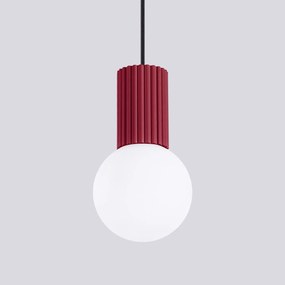 Lampa wisząca HALO 1 burgund ryflowana SOLLUX  LIGHTING