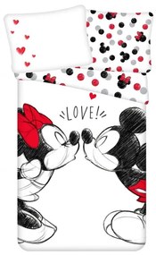 PrzytulneMieszkanie.pl PrzytulneMieszkanie.pl Dziecięca pościel MICKEY & MINNIE KISS biała Rozmiar pościeli: 70 x 90 cm | 140 x 200 cm