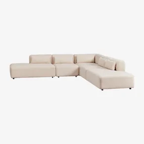 Fogler 5-częściowa Narożna Sofa Modułowa Z Podwójnym Szezlongiem Chenille Kremowy Beż - Sklum