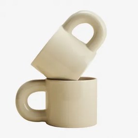 Pack 2 Filiżanek Do Kawy Z New Bone China 30 Cl Rylvane Kremowa Tapioca - Sklum