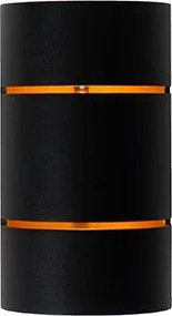 Nowoczesna lampa ścienna czarna ze złotym wnętrzem - Pia