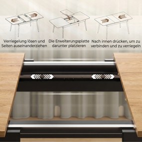 HOMCOM Rozkładany stół 130-160 cm, stół kuchenny z zaokrąglonymi rogami, Dąb | Aosom PL