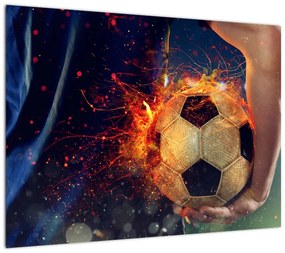 Obraz na szkle - Piłka w ogniu (70x50 cm)