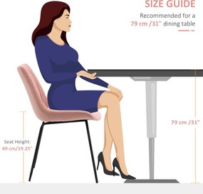 HOMCOM Krzesła Kuchenne 2 szt Retro Aksamitne Różowe Eleganckie Wygodne | Aosom PL