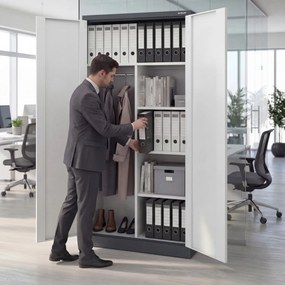 Szafa metalowa wielofunkcyjna: DAWID 900 x 1850 x 450 mm, antracytowo-biała