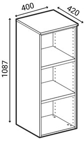 Szafa biurowa niska z drzwiami PRIMO GRAY, 1087 x 400 x 420 mm, szary/brzoza