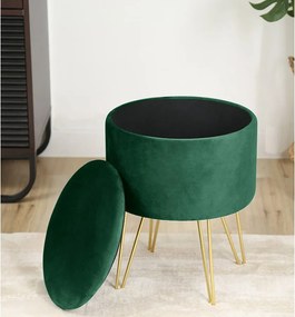 Pufa AKORD LILI welurowa otwierana z pojemnikiem kolor Butelkowa Zieleń wysokość 45 cm