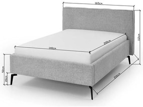 Szare tapicerowane łóżko dwuosobowe ze schowkiem i stelażem 140x200 cm Riva – Meise Möbel