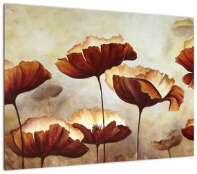 Obraz na szkle czerwonych kwiatów (70x50 cm)