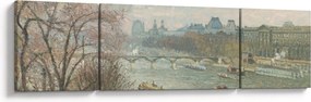 Obraz - Camille Pissarro, The Louvre, Afternoon, Rainy Weather, reprodukcje (170x50 cm)