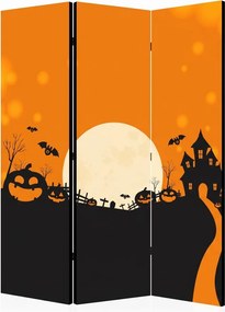 Parawan pokojowy 3-częściowy 135x172 Dwustronny dekoracyjny bajkowy halloween Wielokolorowy Noc Halloween