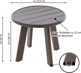 Okrągły aluminiowy stolik, ciemnobrązowy