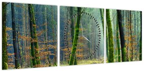 Obraz lasu (z zegarem) (90x30 cm)