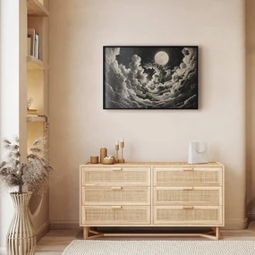 Plakat Księżyc wśród chmur 42x29,7 cm z ramą czarną bez marginesu ARTGEIST B