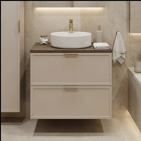 Szafka pod Umywalkę z Blatem 80cm Fronty Ramka Dąb Orzech / Kaszmir Roma