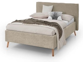 Beżowe tapicerowane łóżko dwuosobowe ze schowkiem i stelażem 140x200 cm Riva – Meise Möbel