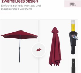 Outsunny Parasol Przegubowy Ogrodowy z Korbką Ręczną Czarny Ø2,7x2,35m | Aosom PL