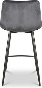 Szare krzesło barowe MILA VELVET z czarnymi nogami