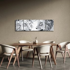 Obraz - Rysowane lwie głowy (170x50 cm)