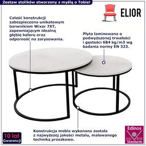 Komplet dwóch nowoczesnych stolików kawowych marmur + czarny - Satell 3X