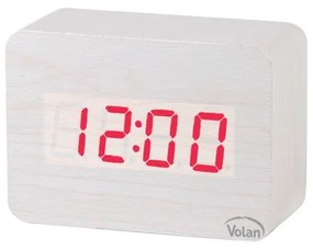 Zegar budzik drewniany led elektroniczny cyfrowy stojący - termometr + data