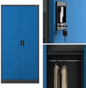 Socjalna szafa ubraniowa Dawid 90x45x185 cm, antracyt/niebieski