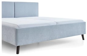 Jasnoniebieskie tapicerowane łóżko dwuosobowe ze stelażem 160x200 cm Piano – Meise Möbel