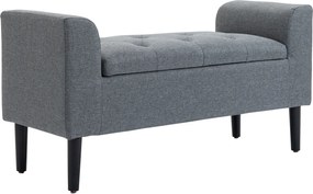 HOMCOM Ławka z miejscem do przechowywania, belastbar do 130 kg, wygląd lnu, drewno kauczukowe, 116 x 44 x 58 cm, Jasnoszary