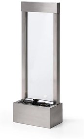 Fontanna zewnętrzna ze stali nierdzewnej i szkła z oświetleniem LED - wys. 108 cm - Srebrny - PANGA