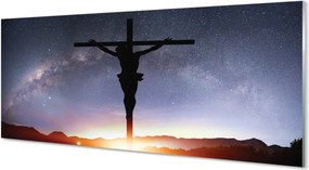 Szklany Panel Ukrzyżowany Jezus na tle Nieba