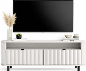 Biały ryflowany stolik rtv na nóżkach C0-A11