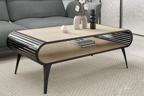 Loftowy stolik kawowy Aristo z ażurowymi bokami i półką