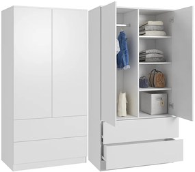 Szafa garderoba CLASSIC 2 szuflady - Biała | 180x90x50 cm