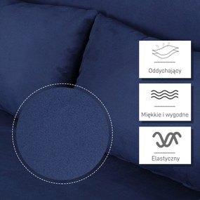 HOMCOM Sofa do Spania, 5-stopniowa Regulacja, Imitacja Zamszu, Rama Metalowa, w zestawie Poduszki, Granatowa